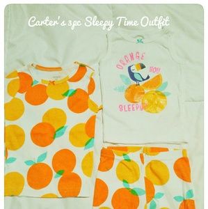 Orange You Sleepy? Carter's 3pc PJ Outfit New